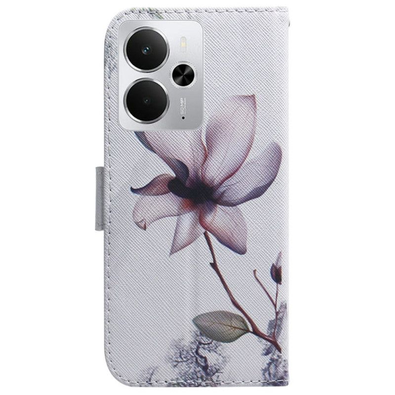 Folio Deksel Realme 14 5g Rosa Blomst