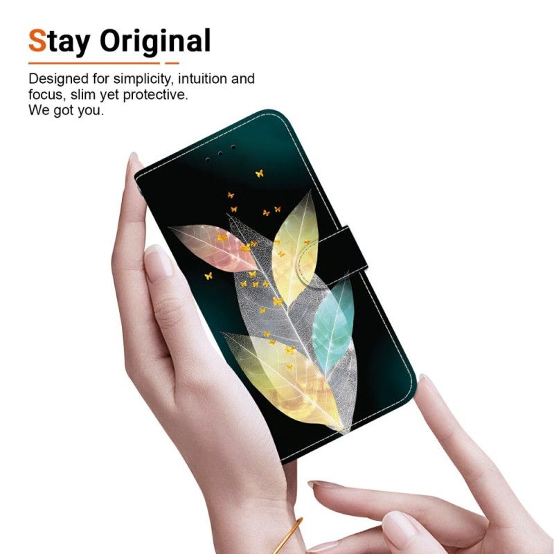 Folio Deksel Til Realme 14 5g Fargerike Blader