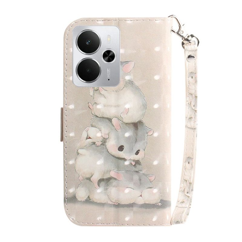 Folio Deksel Til Realme 14 5g Hamstere Med Snor