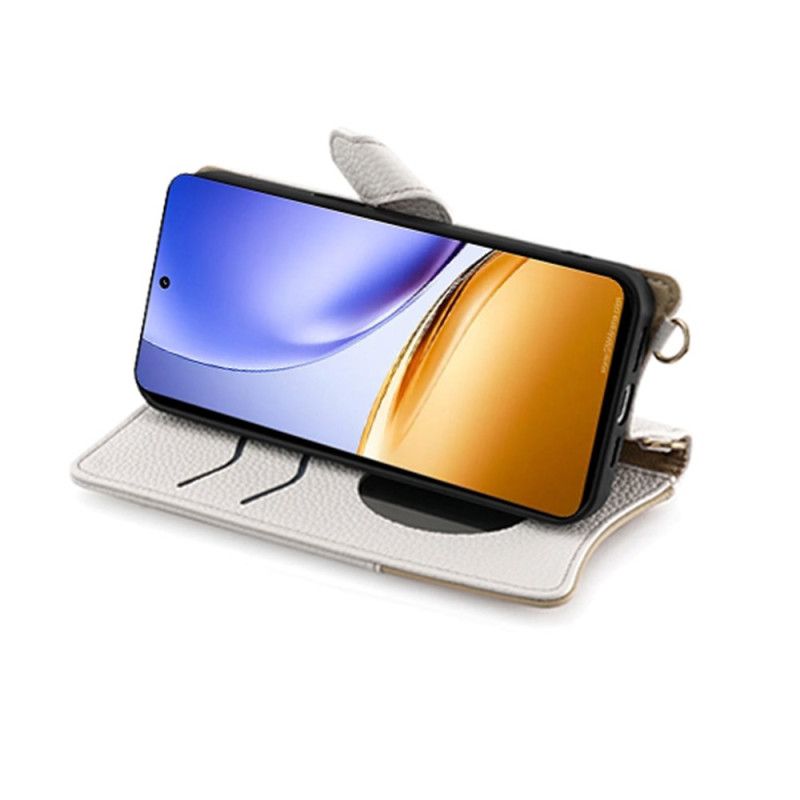 Lærdeksel Folio Deksel Realme 14 5g Mobildeksel Lommebokdesign Med Kjede