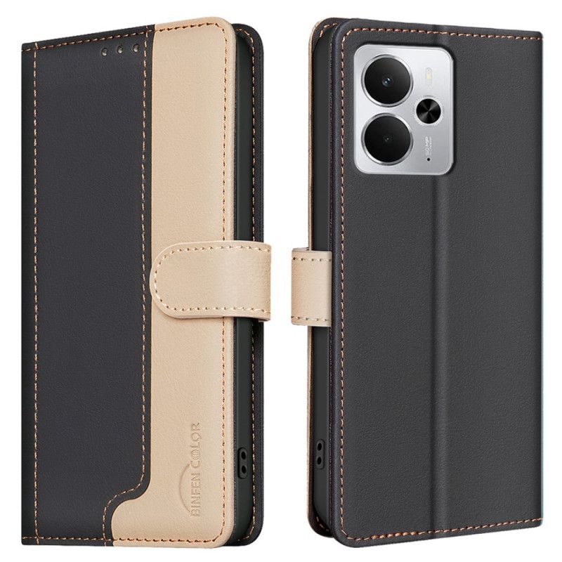 Lærdeksel Folio Deksel Realme 14 5g Mobildeksel Tofarget Binfen-farge