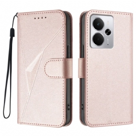 Lærdeksel Folio Deksel Realme 14 5g Mobildeksel Trekantet Mønster