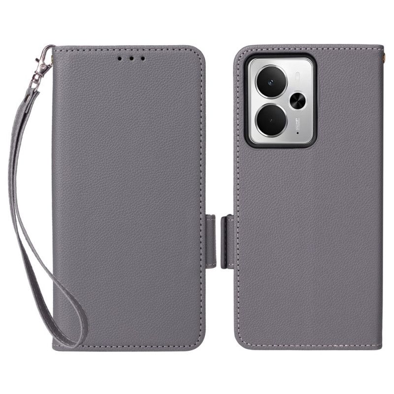 Lærdeksel Folio Deksel Realme 14 5g Rem Med Litchi-tekstur