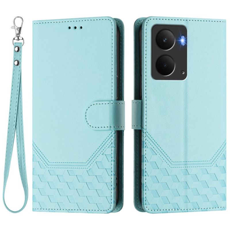 Lærdeksel Folio Deksel Realme 14 5g Rfid Med Bikakemønster