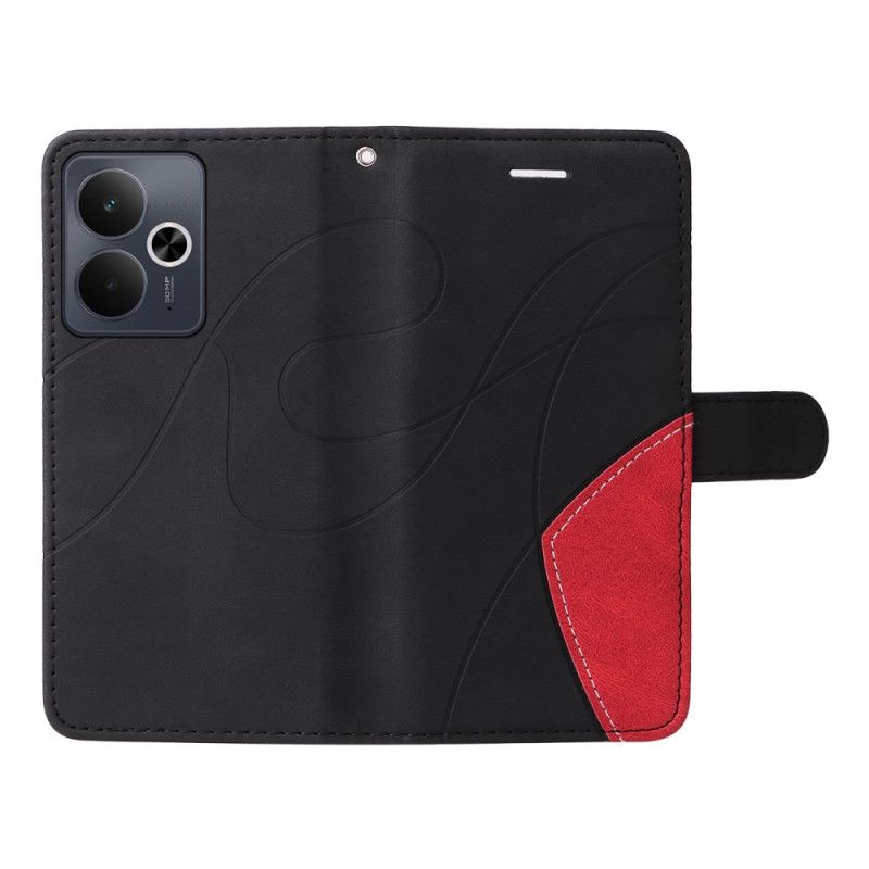 Lærdeksel Folio Deksel Realme 14 5g Tofarget Bølgete