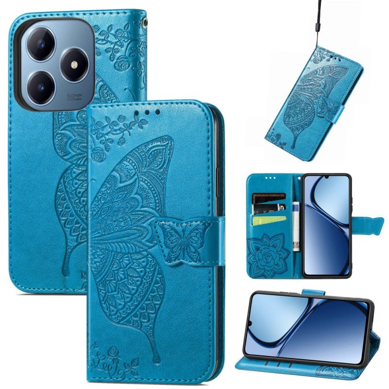 Lærdeksel Folio Deksel Realme Note 60x Mobildeksel Barokk Sommerfugl