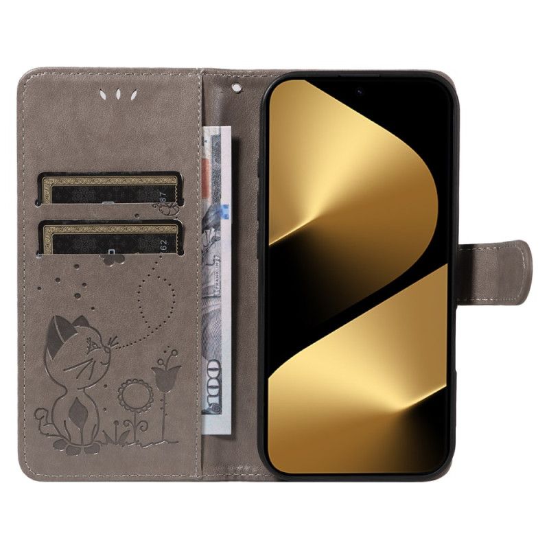 Folio Deksel Huawei Pura 80 Ultra Bie Og Katt Beskyttelse Deksel