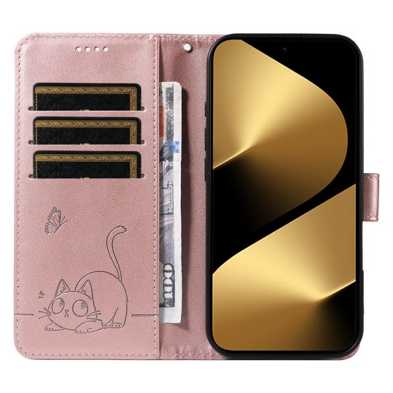 Folio Deksel Huawei Pura 80 Ultra Katt Og Grafikk Beskyttelse Deksel