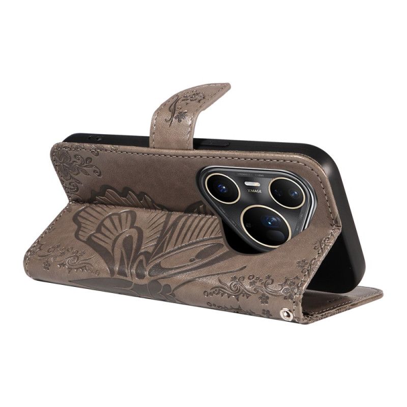 Lærdeksel Folio Deksel Huawei Pura 80 Ultra Grafisk Sommerfugl