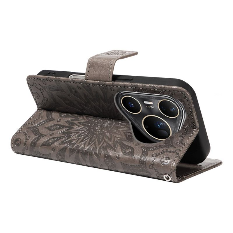 Lærdeksel Folio Deksel Huawei Pura 80 Ultra Solsikkemønster