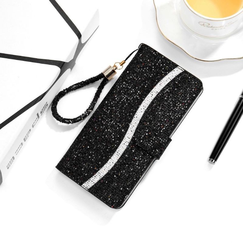 Folio Deksel Til Samsung Galaxy S22 Ultra 5G Anti-fall Glitterkortholder