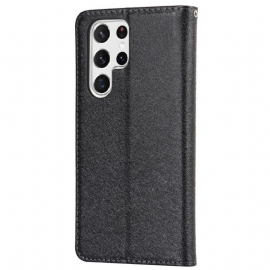 Folio Deksel Til Samsung Galaxy S22 Ultra 5G Lærdeksel Blue Moon Flap Kortholder