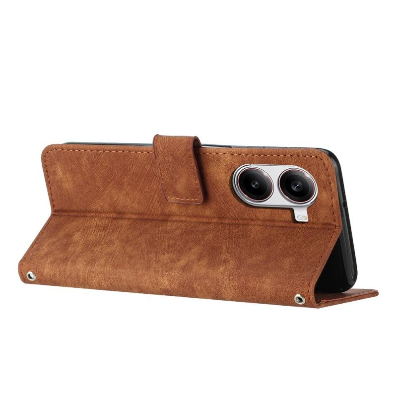 Folio Deksel Poco X7 Pro 5g Semsket Skinneffekt Med Striper