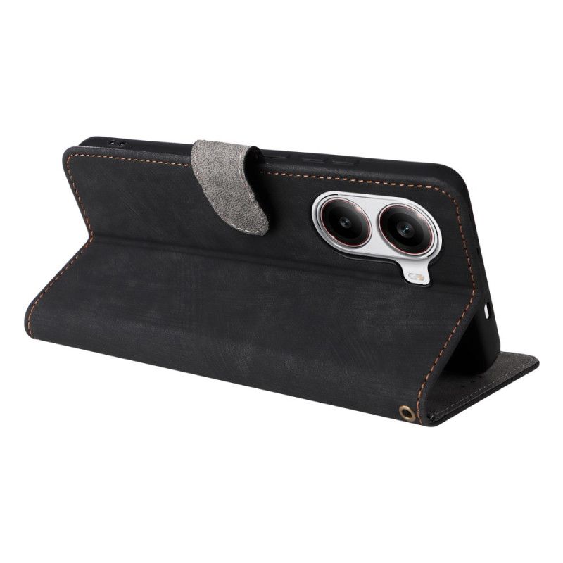 Folio Deksel Poco X7 Pro 5g Semsket Skinneffekt Rfid-beskyttelse Og Stropp