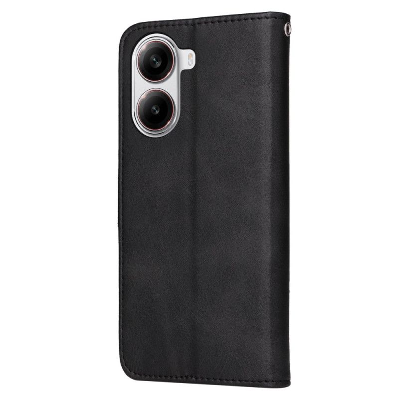 Folio Deksel Til Poco X7 Pro 5g Ensfarget Kunstskinn Med Stropp