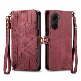 Lærdeksel Folio Deksel Poco X7 Pro 5g Mobildeksel Lommebok Med Geometriske Linjer