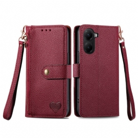 Lærdeksel Folio Deksel Poco X7 Pro 5g Mobildeksel Rfid-beskyttelseshjertedesign