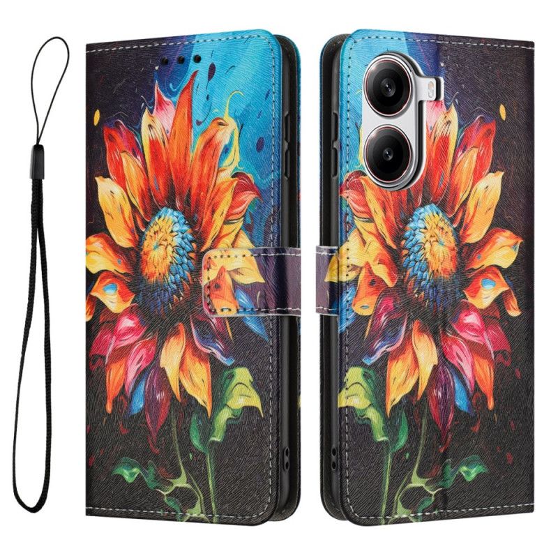 Lærdeksel Folio Deksel Poco X7 Pro 5g Mobildeksel Solsikkemaling