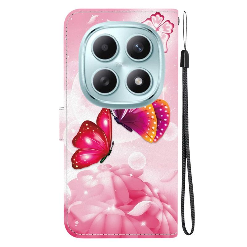 Folio Deksel Til Xiaomi Redmi Note 15 5g Rosa Sommerfugler
