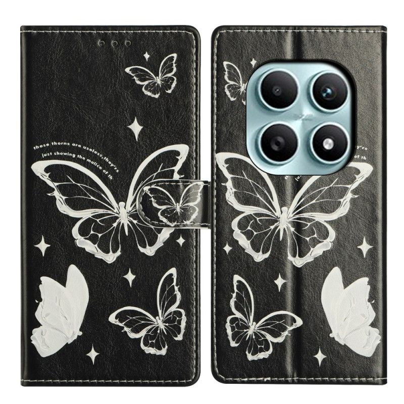 Folio Deksel Til Xiaomi Redmi Note 15 5g Svarte Og Hvite Sommerfugler