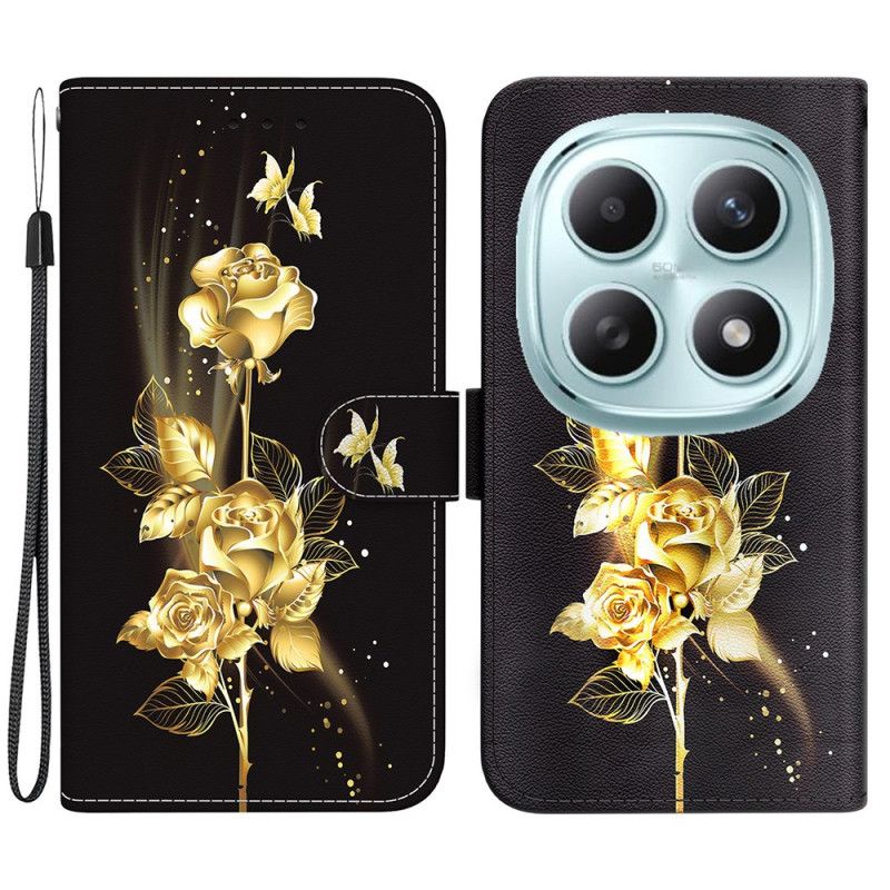 Folio Deksel Xiaomi Redmi Note 15 5g Gullsommerfugler Og Rosa Beskyttelse Deksel