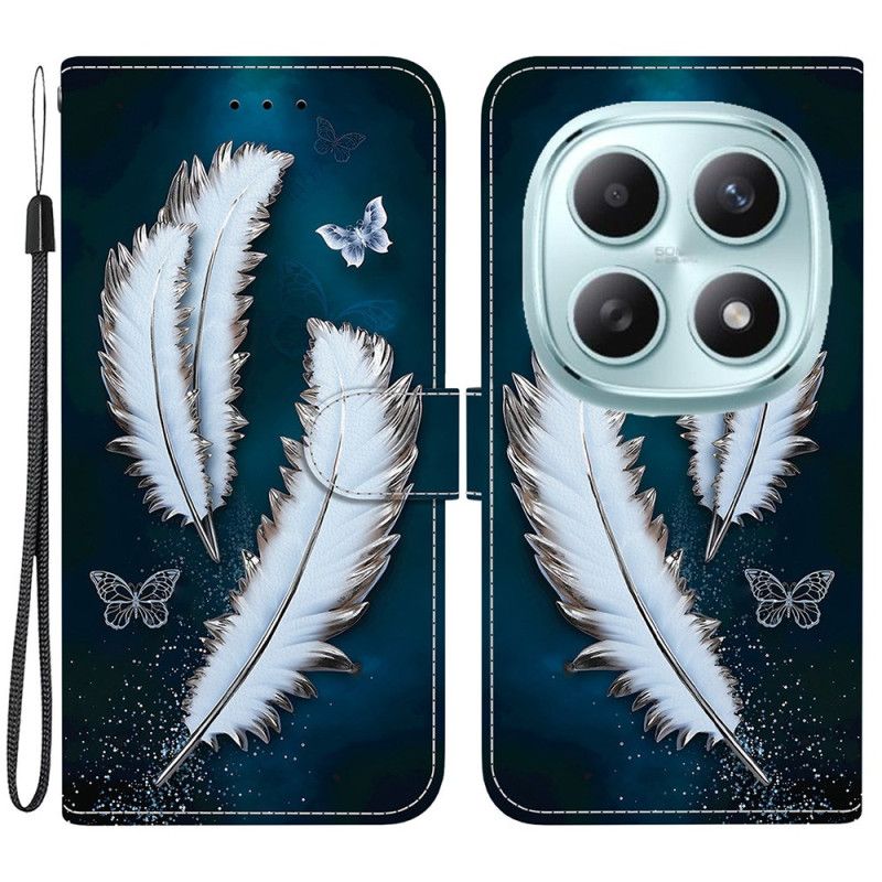 Folio Deksel Xiaomi Redmi Note 15 5g Hvite Fjær Beskyttelse Deksel