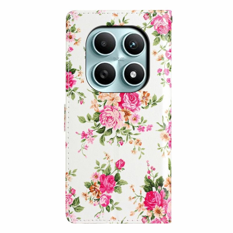 Folio Deksel Xiaomi Redmi Note 15 5g Røde Blomster