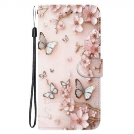 Folio Deksel Xiaomi Redmi Note 15 5g Rosa Sommerfugler