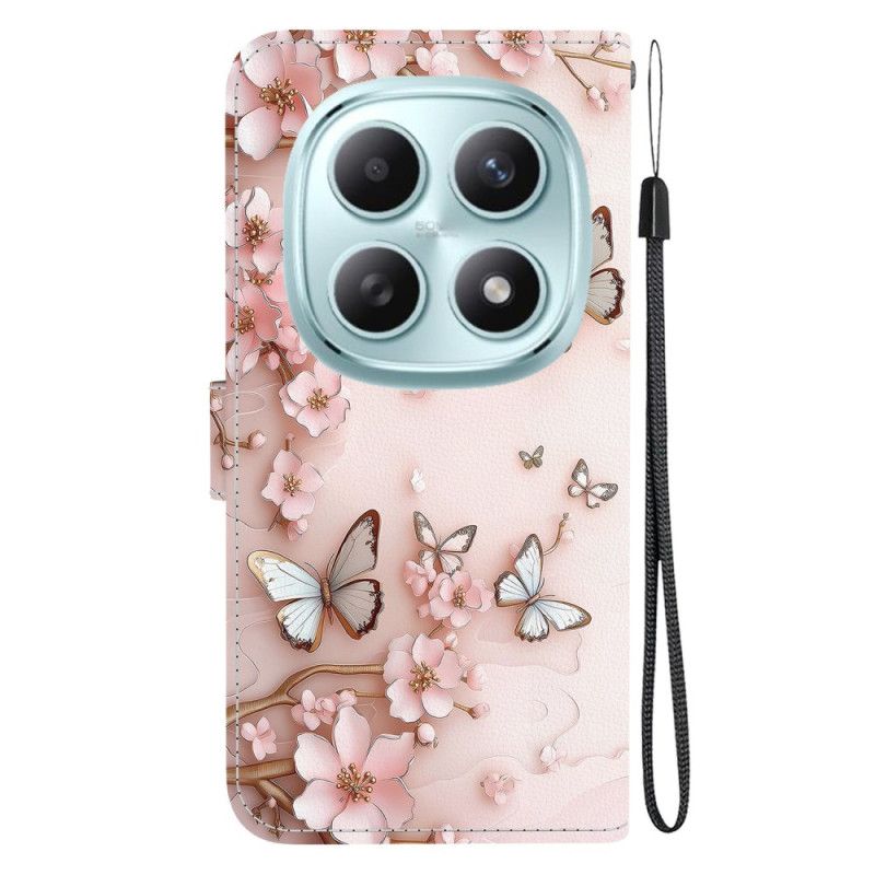 Folio Deksel Xiaomi Redmi Note 15 5g Rosa Sommerfugler