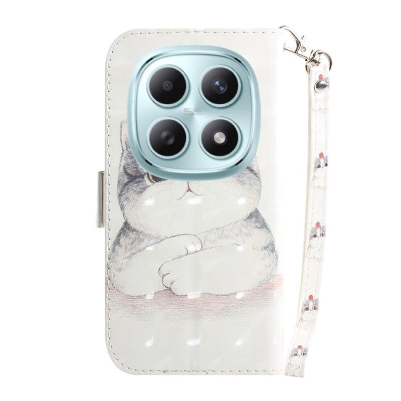 Folio Deksel Xiaomi Redmi Note 15 5g Søt Katt Med Snor Beskyttelse Deksel