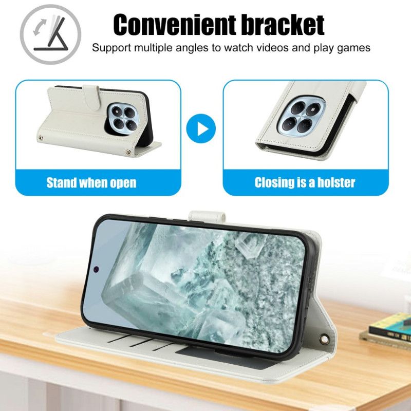 Folio Deksel Xiaomi Redmi Note 15 5g Stativ Og Håndleddsstropp