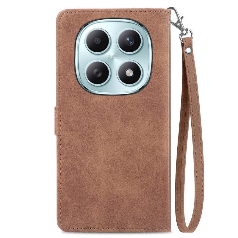 Lærdeksel Folio Deksel Xiaomi Redmi Note 15 5g Blomsterblondereim