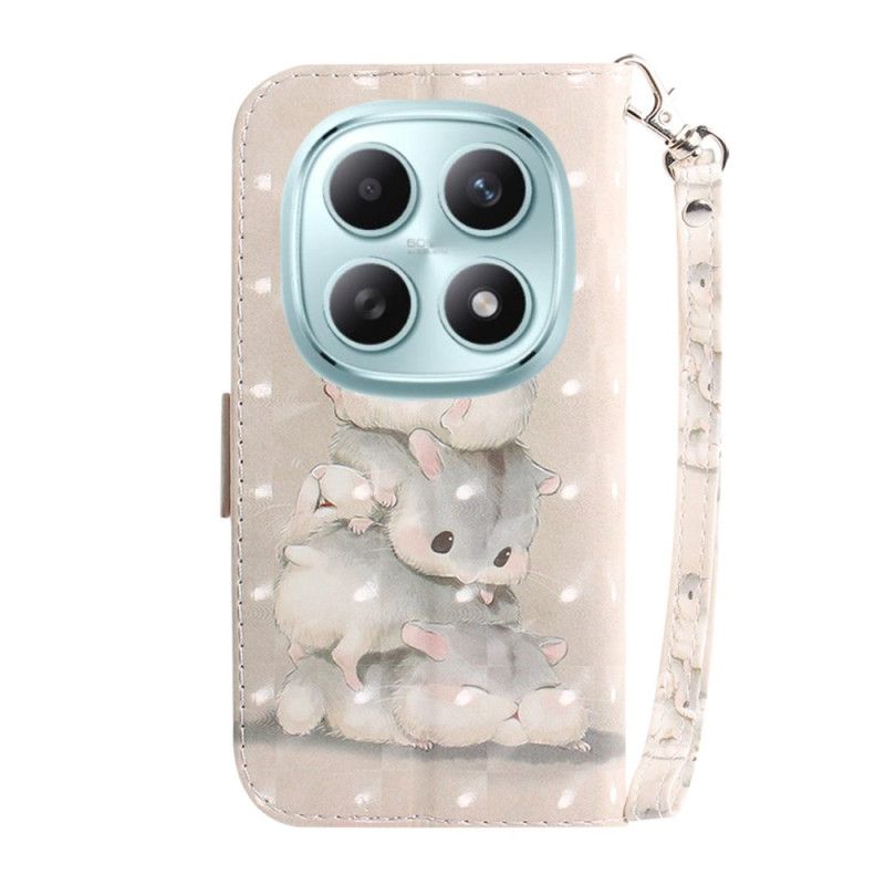 Lærdeksel Folio Deksel Xiaomi Redmi Note 15 5g Hamstere Med Snor