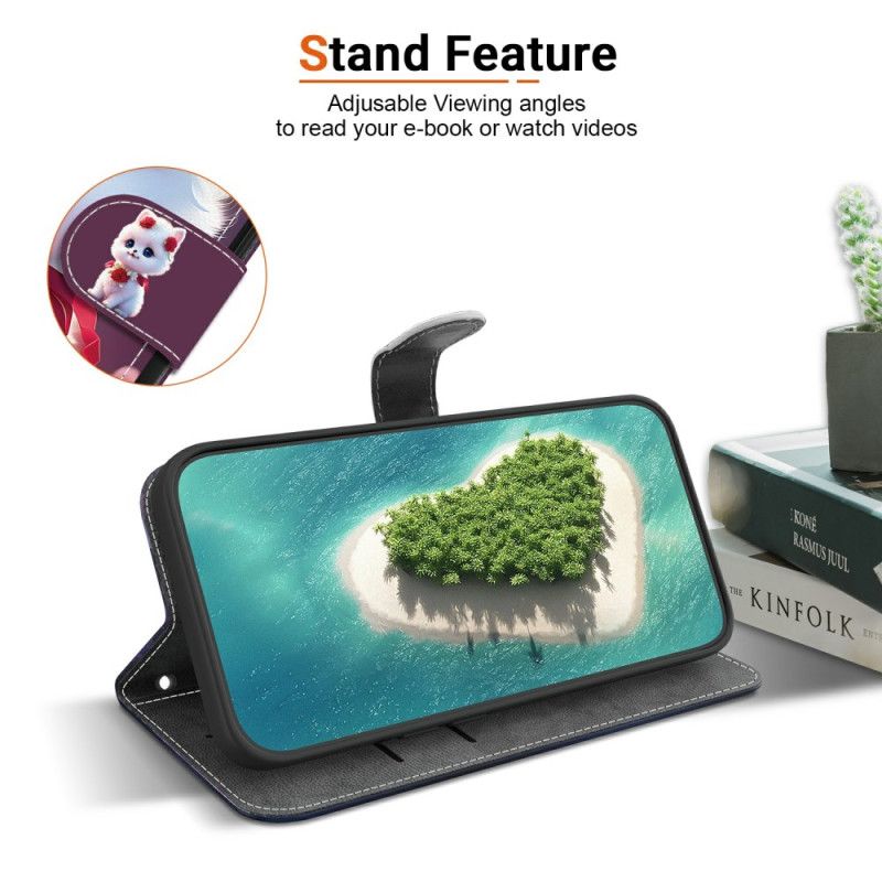 Lærdeksel Folio Deksel Xiaomi Redmi Note 15 5g Mobildeksel Katt Og Roser