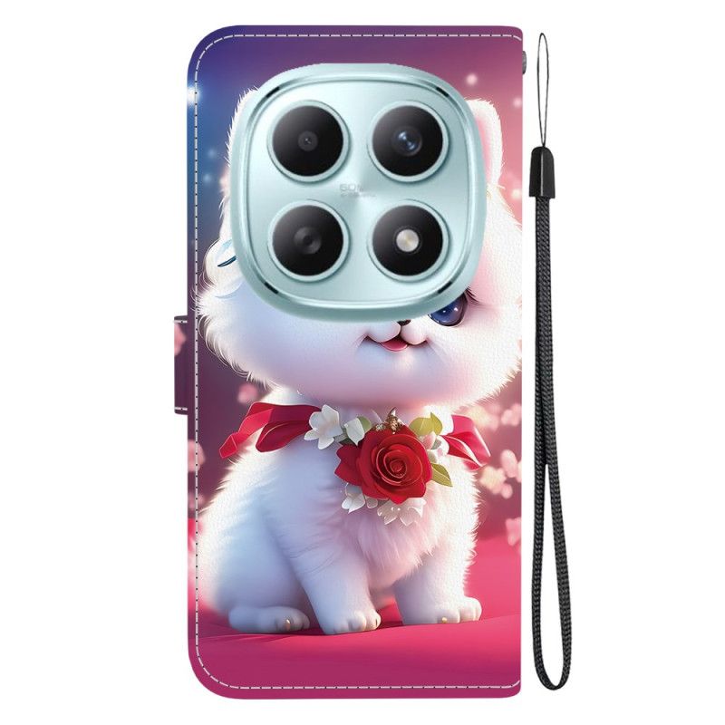 Lærdeksel Folio Deksel Xiaomi Redmi Note 15 5g Mobildeksel Katt Og Roser