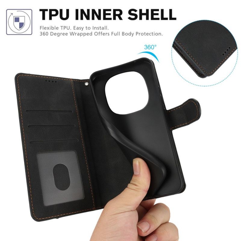 Lærdeksel Folio Deksel Xiaomi Redmi Note 15 5g Mobildeksel Retro Semsket Skinn-effekt