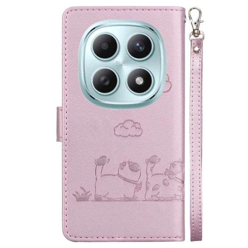 Lærdeksel Folio Deksel Xiaomi Redmi Note 15 5g Mobildeksel Rfid Blokkering Og Kattungemønster