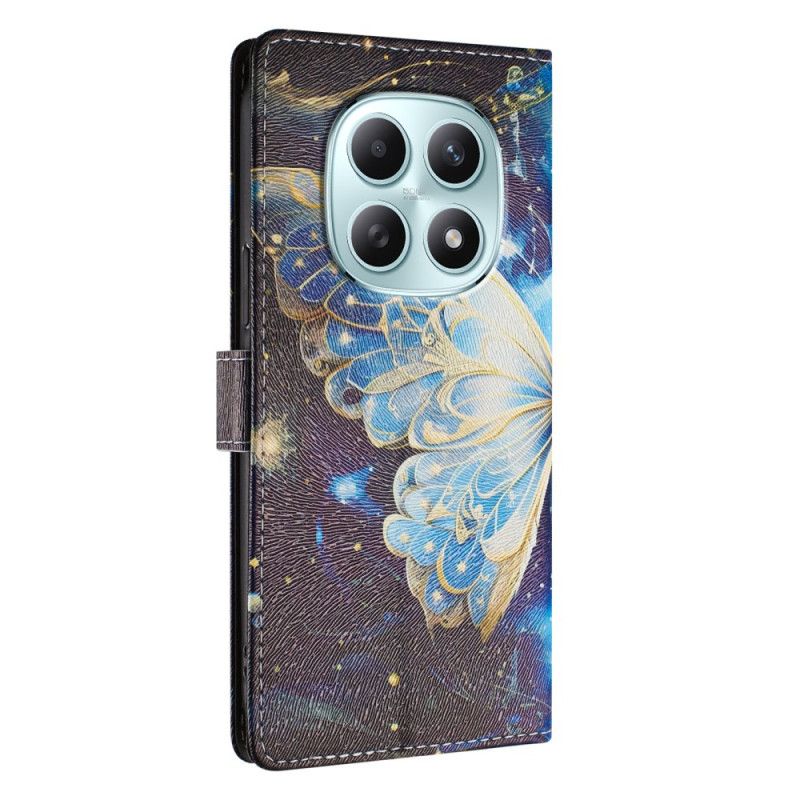 Lærdeksel Folio Deksel Xiaomi Redmi Note 15 5g Mobildeksel Sommerfugl Med Stjerner