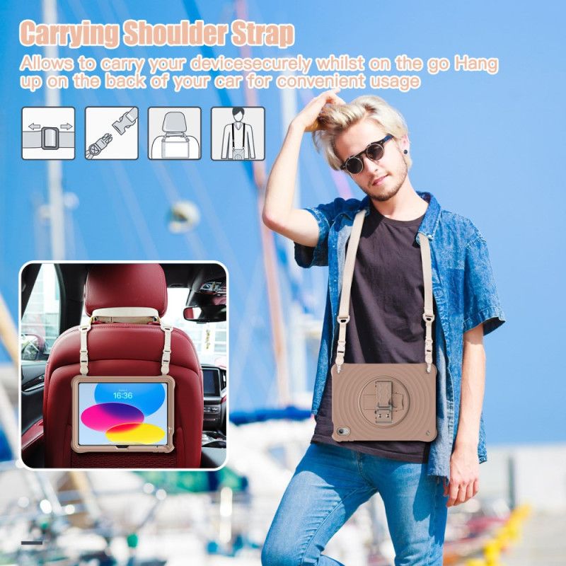 Deksel iPad (2025) 360-graders Roterende Stativ Og Skulderstropp Beskyttelse Deksel