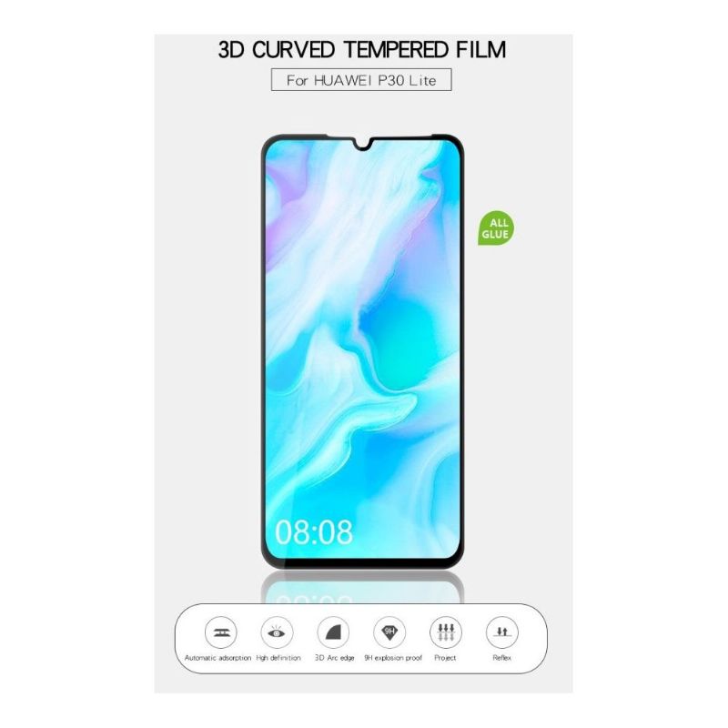 Huawei P30 Lite - Skjermbeskytter I Herdet Glass I Full Størrelse - Svart