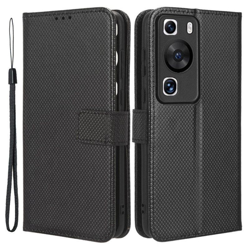 Folio Deksel Til Huawei P60 Pro Med Kjede Stilig Kunstskinn Med Stropp