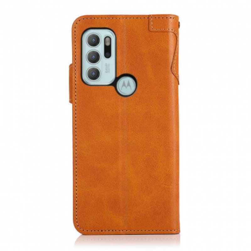 Folio Deksel Til Moto G60S Khazneh-knapp I Kunstskinn
