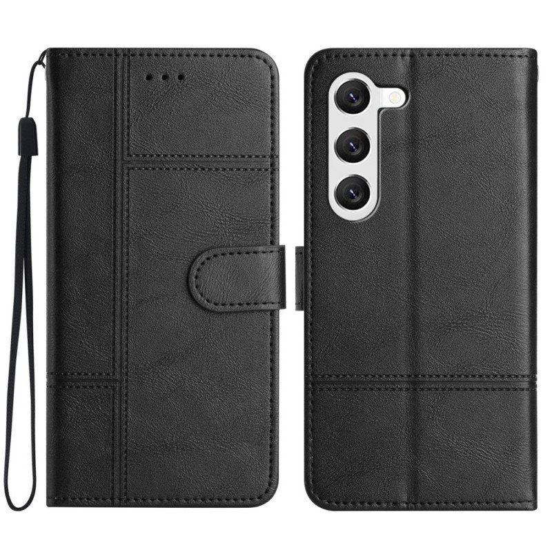 Folio Deksel Til Samsung Galaxy S23 5G Med Kjede Forretninger I Lanyard
