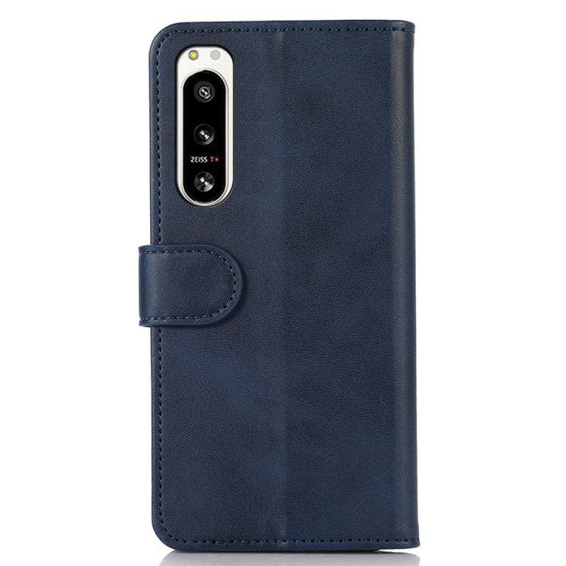 Folio Deksel Til Sony Xperia 5 IV Klassisk Skinnstil
