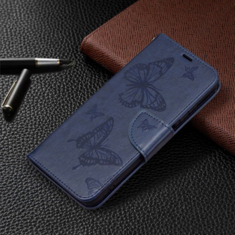 Folio Deksel Til Xiaomi Redmi Note 10 / 10S Med Kjede Strappy Med Sommerfugler