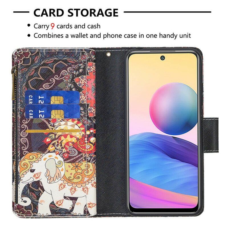 Folio Deksel Til Xiaomi Redmi Note 10 5G Elefantglidelåslomme