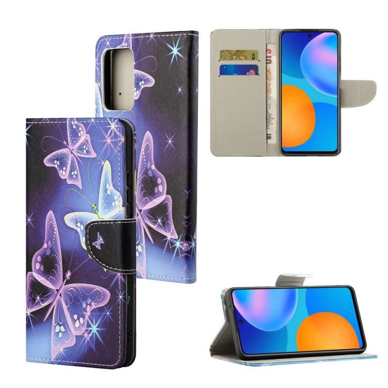 Folio Deksel Til Xiaomi Redmi Note 11 / 11S Neon Sommerfugler