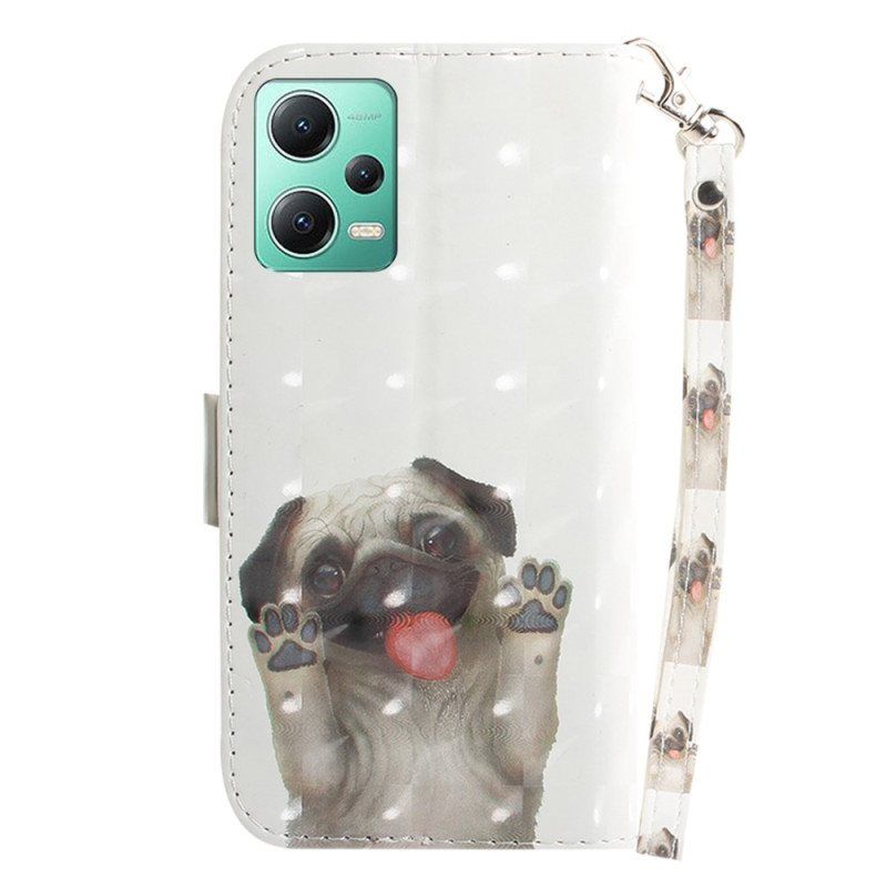 Folio Deksel Til Xiaomi Redmi Note 12 5G Med Kjede Thong Pug
