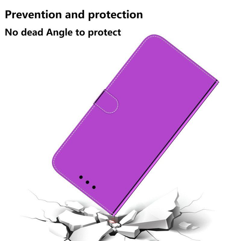 Lærdeksel Til iPhone 14 Plus Speildeksel I Imitert Skinn