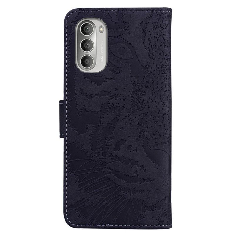 Lærdeksel Til Moto G51 5G Tiger Ansiktstrykk